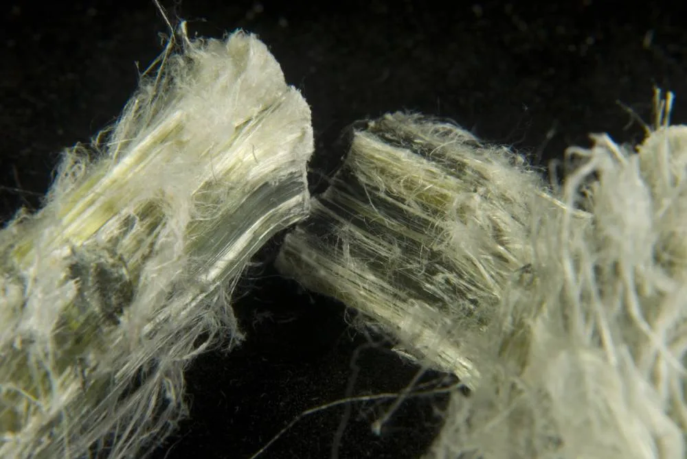 Close-up view of asbestos mineral fibers
